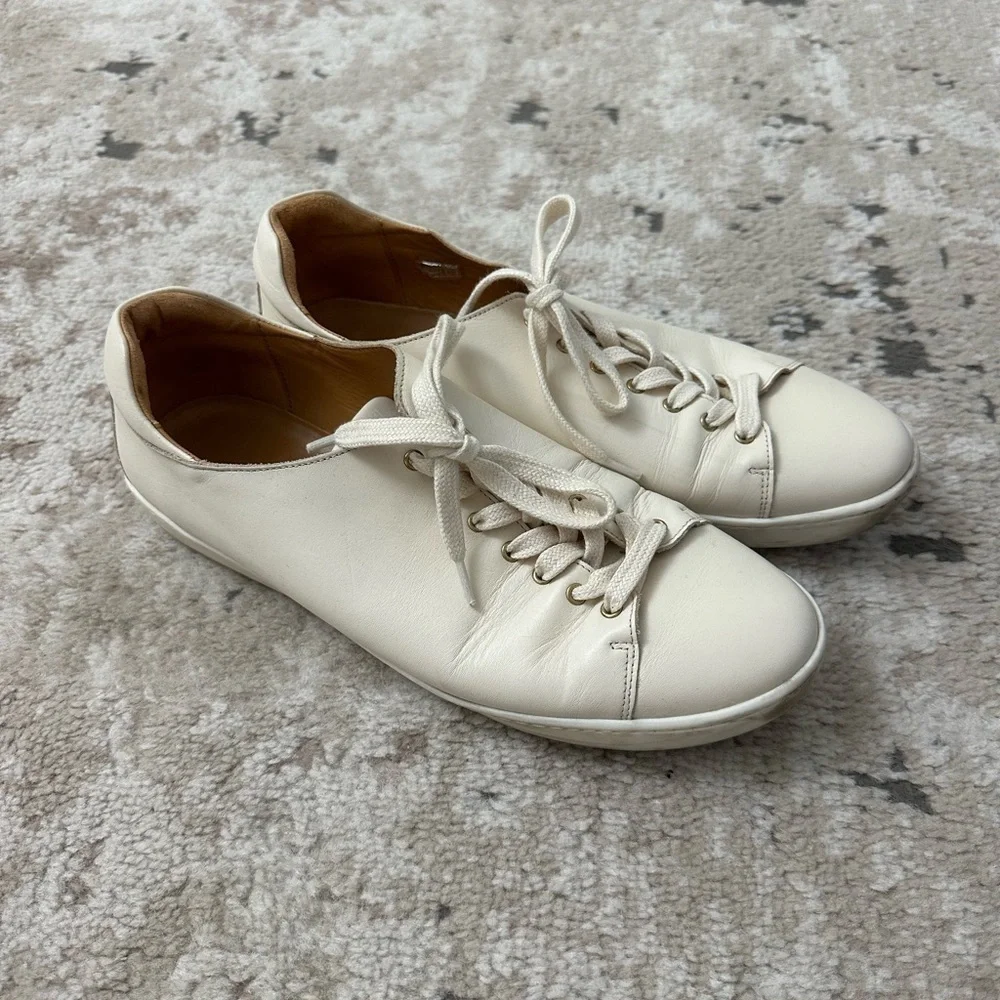 SEZANE Jack Trainers Patent Leather Comfort Sneakers Beige US 9.5